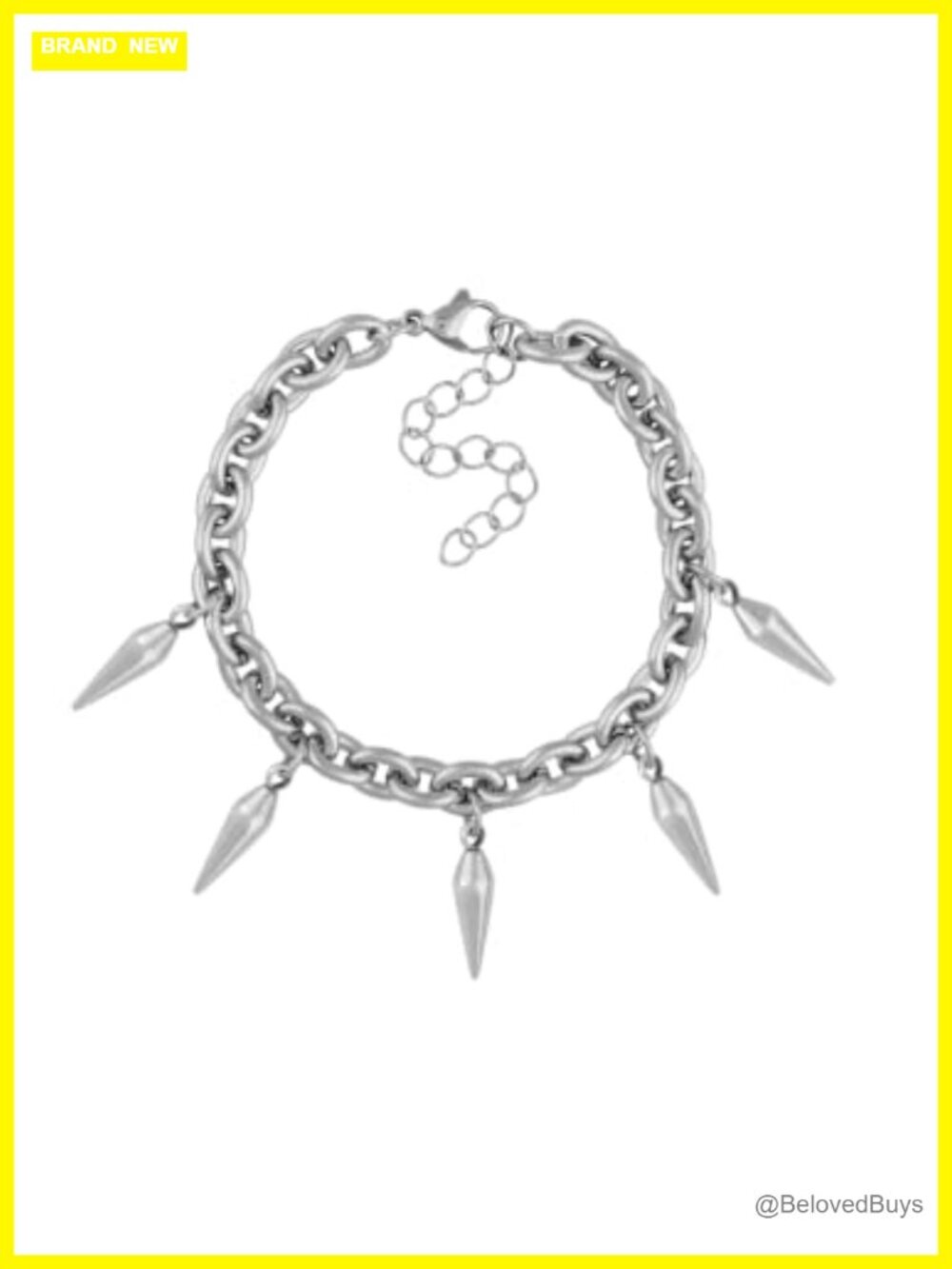 Silver-tone Spike Bracelet Gothic Emo Punk Grunge Y2K Chunky Chain